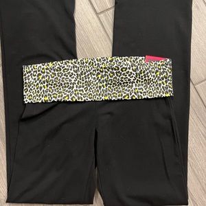 Victoria’s Secret Pink large, black with yellow & green leopard print. Boot cut